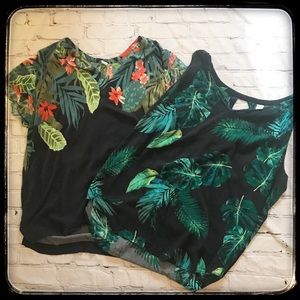 Old Navy Tropical Print Set of 2 Tops Size XL